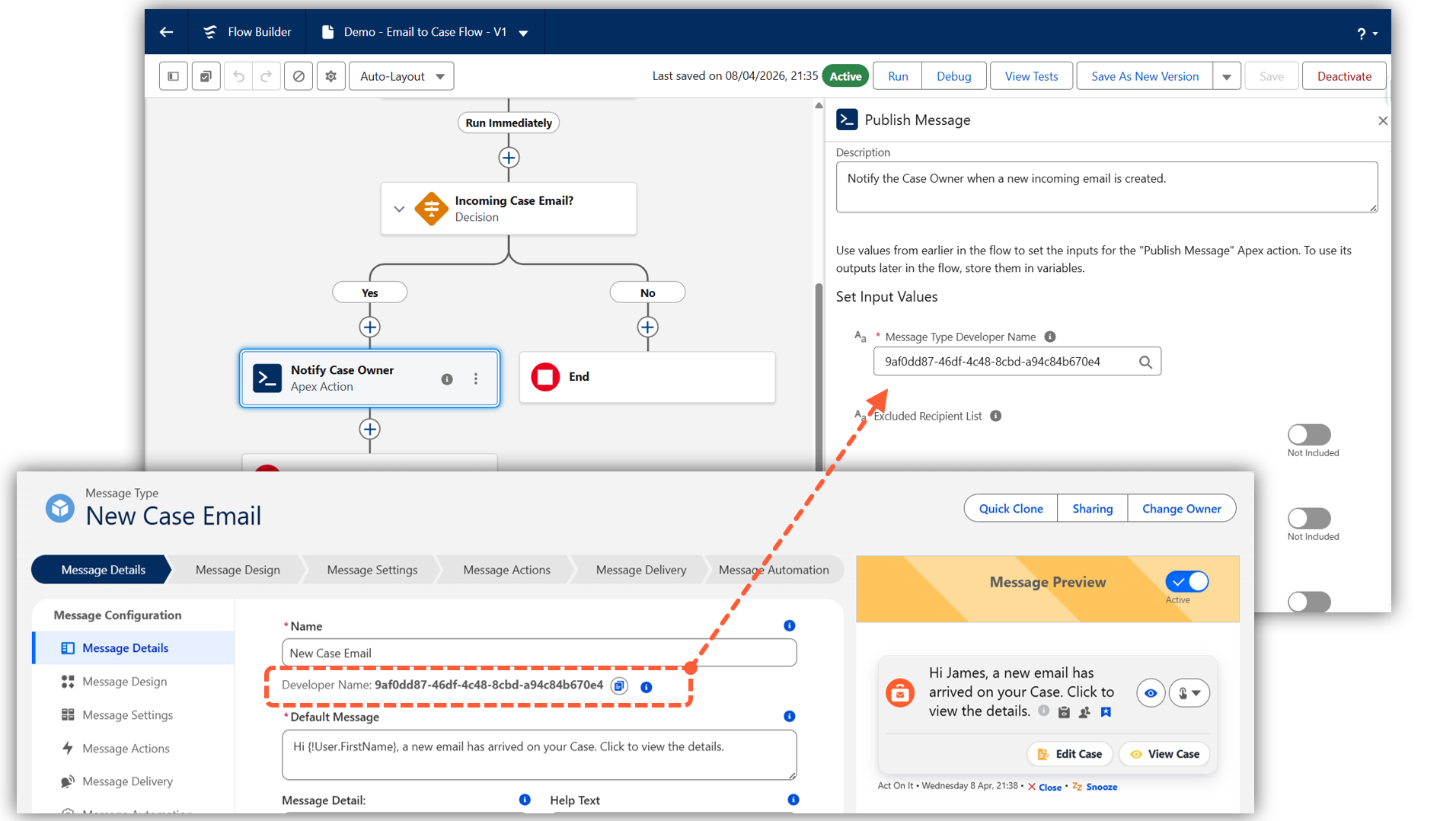 Act On It connected to a Salesforce Flow